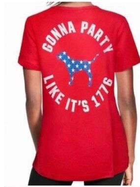 PINK Victoria's Secret Red Crisscross Neck Tee
